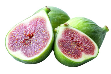 figs halved - fresh juicy purple and green figs isolated