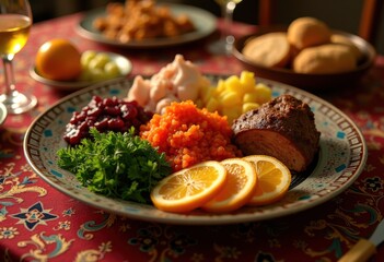 vibrant seder plate symbolizing traditions jewish passover ritual colorful arrangement foods, rainbow, lgbtq, lgbt, pride, love, equality, culture, matzah