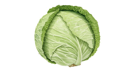 Isolated Fresh Green Cabbage Head