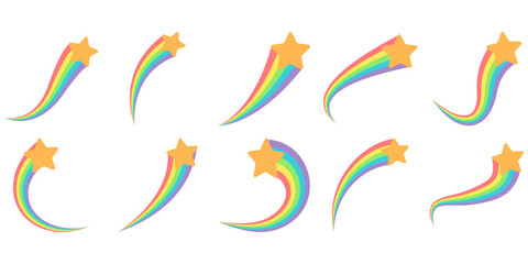 Flat vektor illustration of rainbow shooting star © Fajar