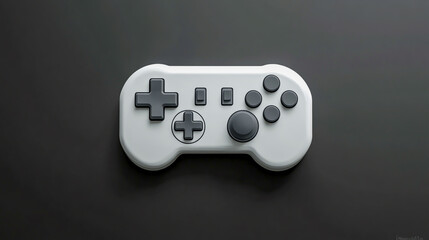 A minimalist gaming controller icon featuring a classic D-pad and buttons, perfect for video game interfaces, mobile apps, and digital media
