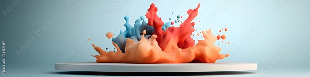 Poster a dynamic abstract 3d rendered image depicting a vibrant multicolored diagram illustrating the fluct