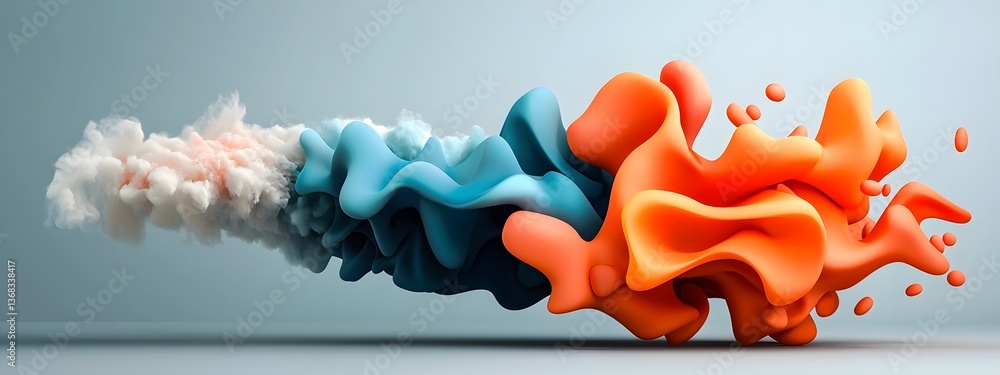 Poster a dynamic and vibrant 3d rendered animation depicting a wave packet undergoing absorption and emissi