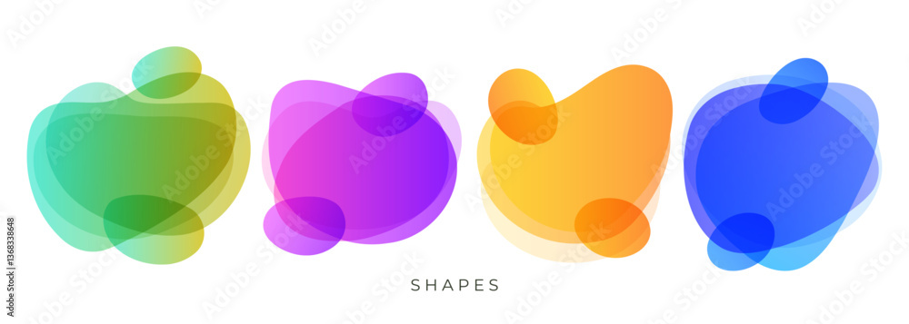 Aufkleber color splashes. set of bright colored abstract liquid shapes for creative graphic design. vector ill