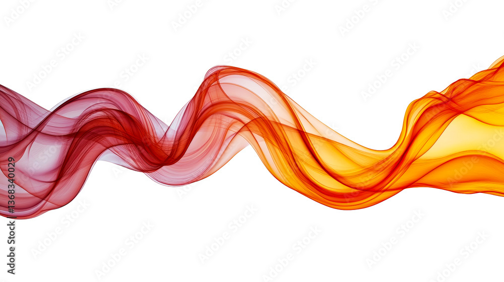 Canvas Prints ribbon with red and orange tones of color abstract wave, cut out transparent