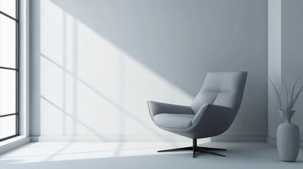 Modern interior design with comfortable armchair and window light