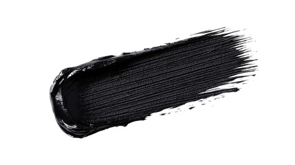 Mascara smear with bristle lines on a black backdrop, cut out transparent