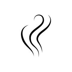 Smoke steam icon vector logo. Smoke smell, steam aroma heat icon illustration. Hot vapor fire doodle line logo. Hit stink, coffee, fragrance flame element. Vector illustration.