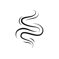 Fototapeta premium Smoke steam icon vector logo. Smoke smell, steam aroma heat icon illustration. Hot vapor fire doodle line logo. Hit stink, coffee, fragrance flame element. Vector illustration.