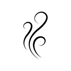 Smoke steam icon vector logo. Smoke smell, steam aroma heat icon illustration. Hot vapor fire doodle line logo. Hit stink, coffee, fragrance flame element. Vector illustration.