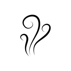 Smoke steam icon vector logo. Smoke smell, steam aroma heat icon illustration. Hot vapor fire doodle line logo. Hit stink, coffee, fragrance flame element. Vector illustration.