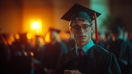 Focused Graduate Reflecting on Future Opportunities in a Modern Setting