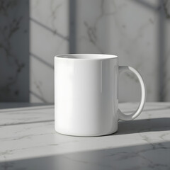 Obraz premium White Ceramic Coffee Mug Mockup – Front View