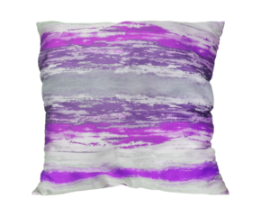 abstract purple brushstroke pillow, decorative throw cushion, modern home decor, isolated on background with clipping path. real luxury pattern cushion pillow.