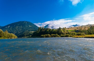 view during the rafting trip down the Dunajec Gorge - Europe, Poland, Pieniny National Park, Dunajec River