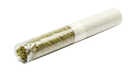 Isolated Cannabis Joint in Transparent Paper
