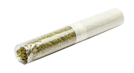 Isolated Cannabis Joint in Transparent Paper