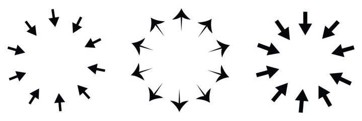 Inward arrow icon vector. Four Arrows icon sign symbol vector. Arrow pointing center vector icon illustration isolated on white background .Vector Illustration .EPS 10 . 