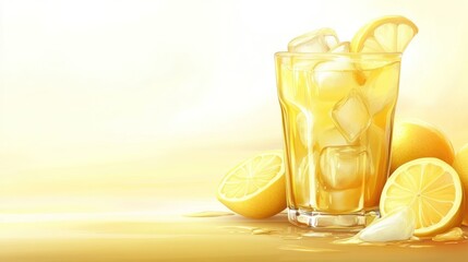 Refreshing Iced Lemon Drink on a Sunny Day