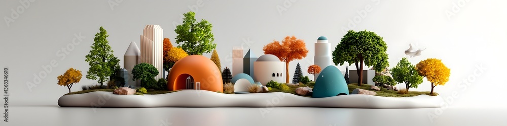 Poster a surreal visually striking depiction of various architectural forms structures and landmarks coexis
