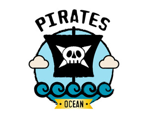 Fototapeta premium Pirate Emblem. Logo. Symbol. Adventure and treasure. Vector.