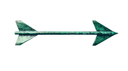 Double Ended Arrow in Green Texture on Black, cut out transparent