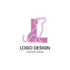 minimalist logo design with a combination of the letter l and a dog