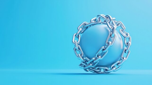 Abstract globe wrapped in blockchain chains
