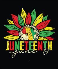 Juneteenth June 19, Sun Flower Juneteenth t-shirt design.