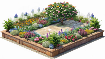 Fototapeta premium flower bedGarden generative ai 