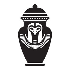 Legendary Canopic Jar silhouette, essential in Egyptian mythology - Canopic Jar illustration - Canopic Jar vector - Egyptian artifact silhouette - Egyptian silhouette

