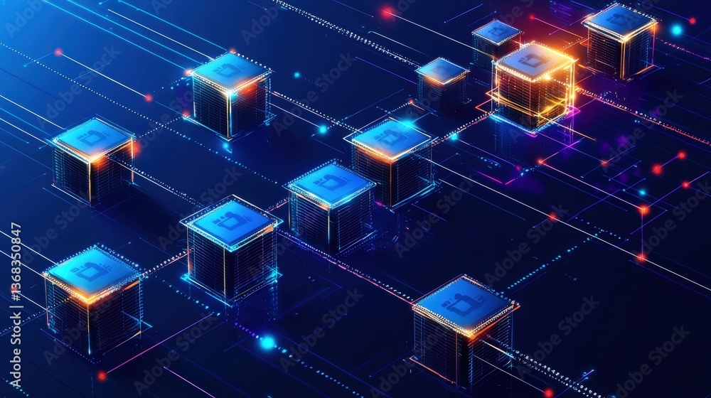 Poster blockchain chain weaving through holographic ballots in a secure data network