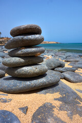 Stone tower on the beach of Costa Calma, Fuerteventura