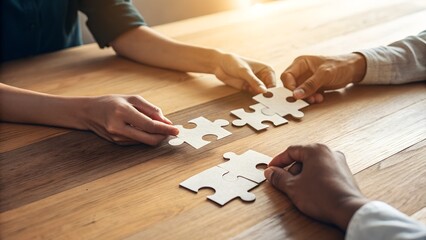 Obraz premium man and woman playing puzzle