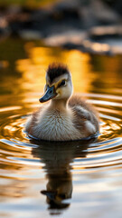 duckling on the water at a pond