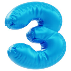 Inflated Number Three  3D Icon