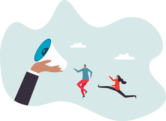 Fototapeta premium Encourage employee voice, advocacy or support opinion, contribution or help, listen to ideas or communication, staff encouragement .character for design.