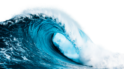 Dynamic wave, cresting ocean current, liquid art, isolated seascape, cut out transparent
