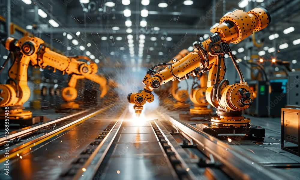 Poster advanced robotics streamline manufacturing process with precision and efficiency