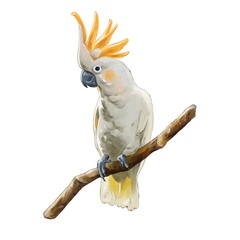  Cockatoo Parrot Sits Branch