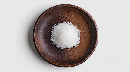 Sea Salt Crystals in Rustic Wooden Bowl, Minimalist Kitchen Still Life