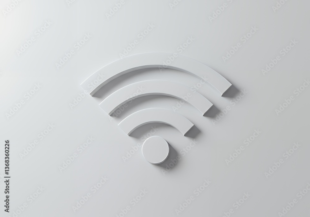 Poster wifi icon on white background. 3d rendering. computer digital drawing.
