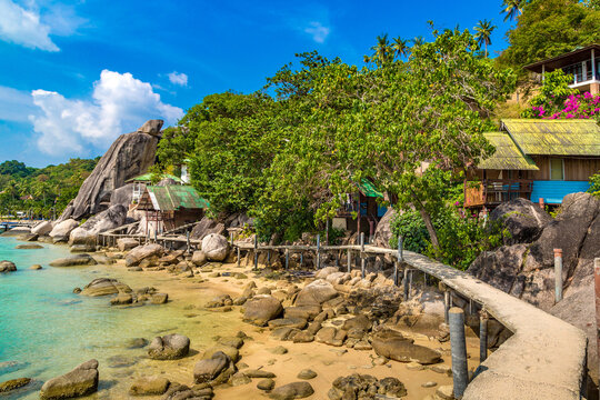 Taa Toh beach at Koh Tao island on a sunny day