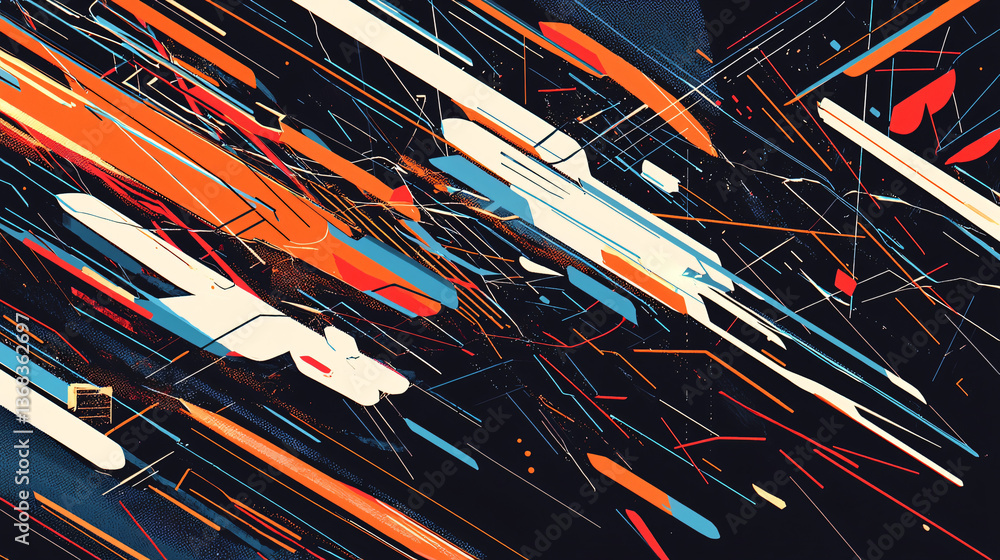 Poster energetic arrangement of colorful lines creating a dynamic visual pattern that captures the essence 