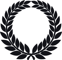 Black Laurel Wreath Award – Vector Symbol of Victory & Achievement