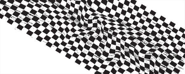 Black and white checkered pattern. Chess pattern. Black and white checkered background. 3D checkered wallpaper. vector illustration