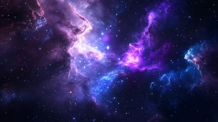 Vibrant Cosmic Nebula Wallpaper - Deep Space Purple and Blue Galaxy Background