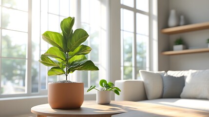 Stylish Indoor Living Room with Greenery
