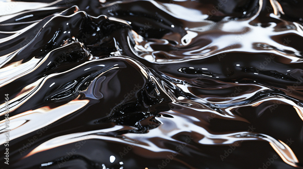 Poster elegant swirl of molten silver and obsidian creating stunning liquid patterns in a mesmerizing abstr