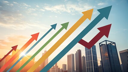 business graph with arrows